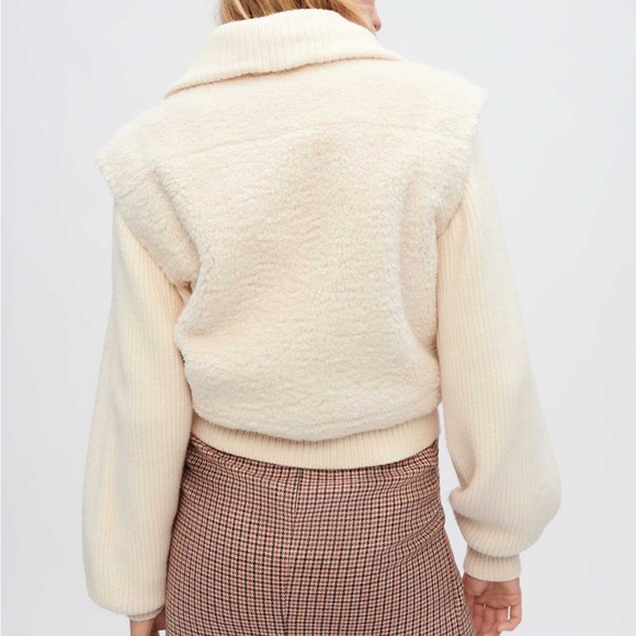 Maje Cream Shearling Jacket - Picture 3 of 5